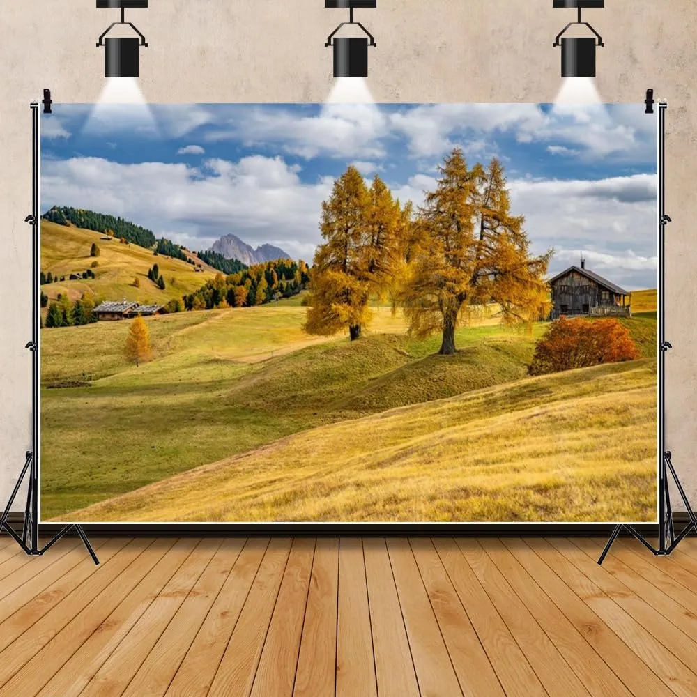 ChloropLastid 15x8ft Natural Scenery Backdrop Fall Forest Autumn Landscape Grassland Photography Background Mountain Outdoor Travel Family Party Decorations Banner Portrait Photo Props