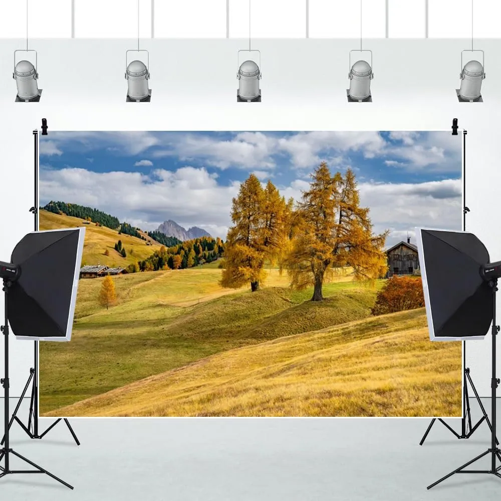 ChloropLastid 15x8ft Natural Scenery Backdrop Fall Forest Autumn Landscape Grassland Photography Background Mountain Outdoor Travel Family Party Decorations Banner Portrait Photo Props