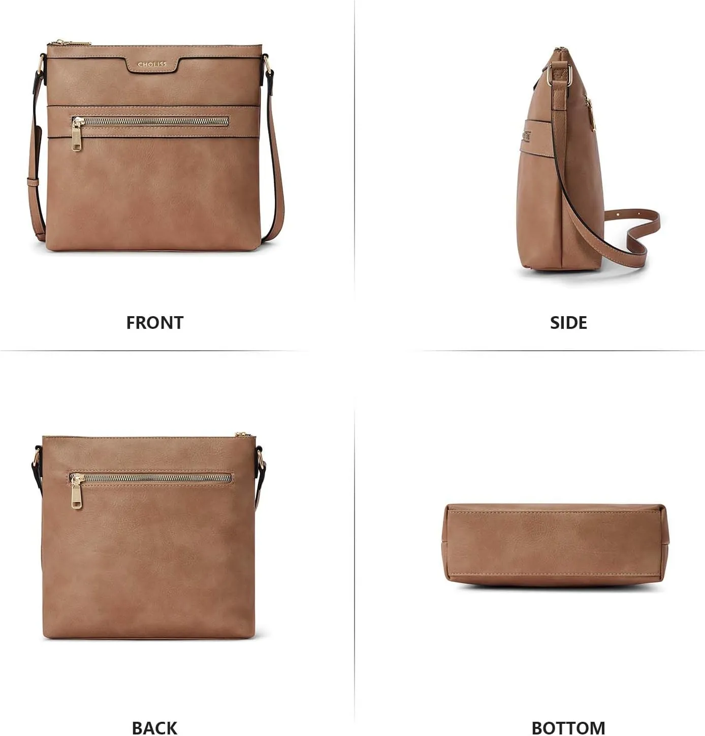 CHOLISS Large Crossbody Bags for Women, Medium Size Purses for Women with Vegan Leather