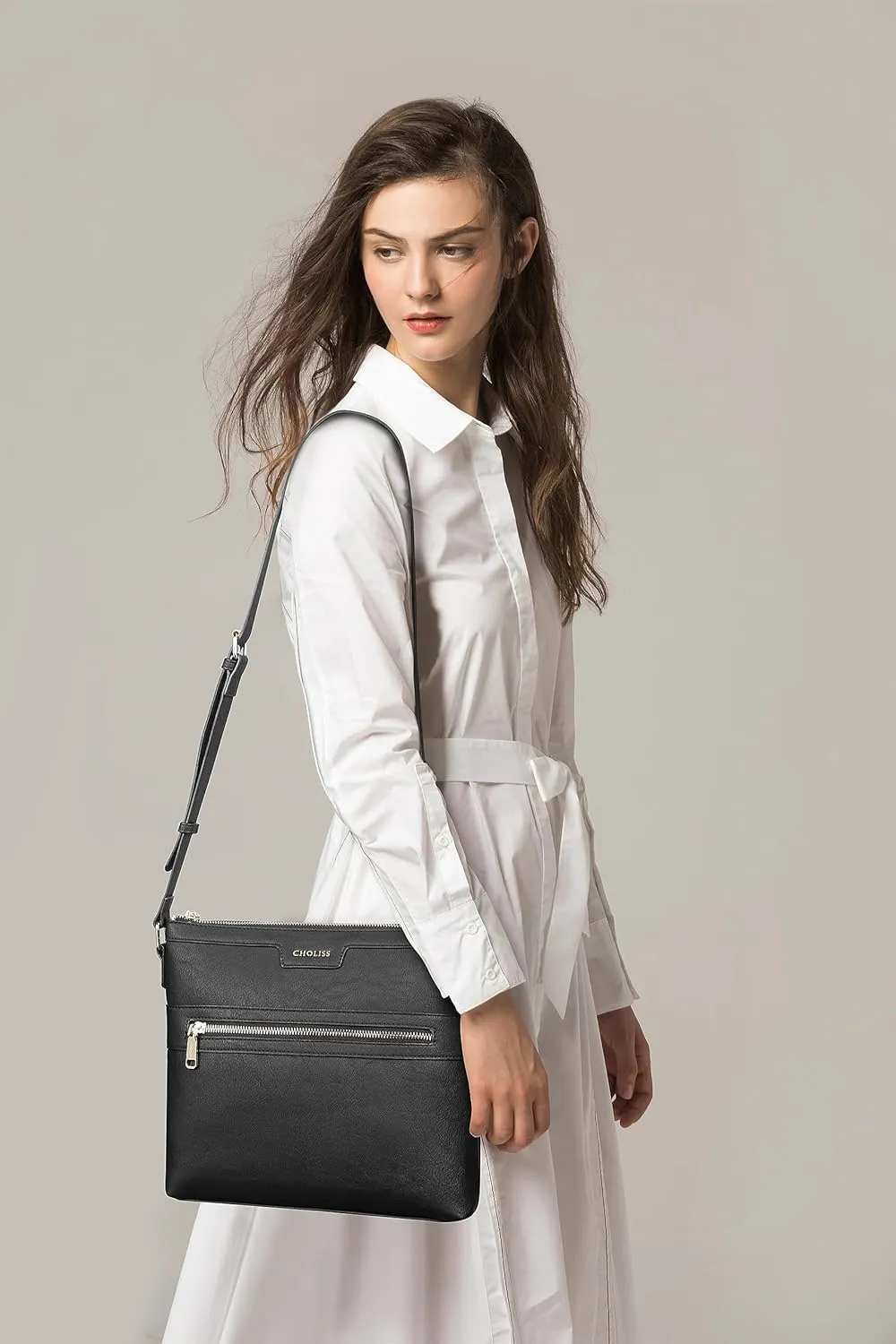 CHOLISS Large Crossbody Bags for Women, Medium Size Purses for Women with Vegan Leather