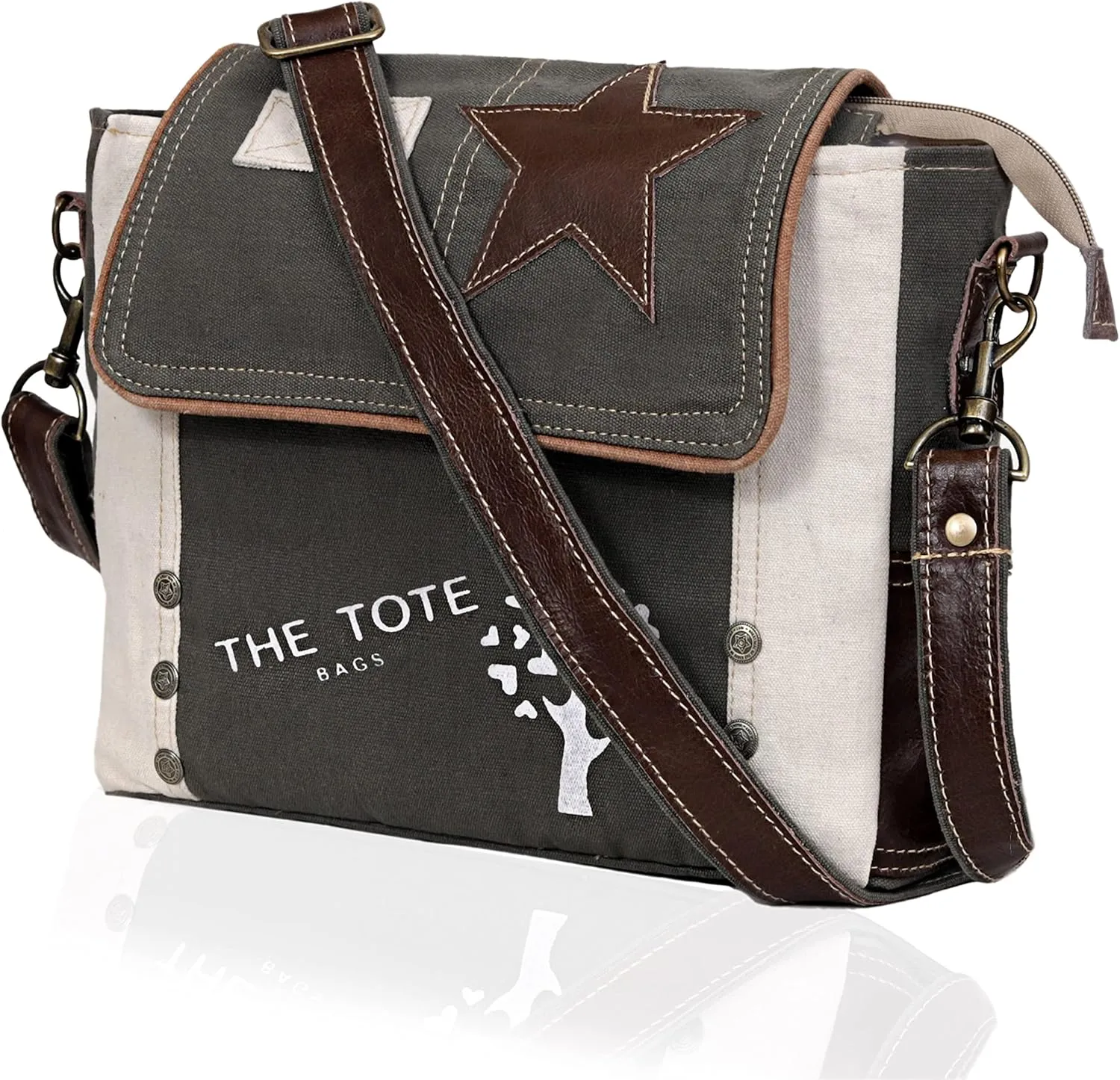 CLA Leather Star Shoulder Bag, Canvas Crossbody Bag