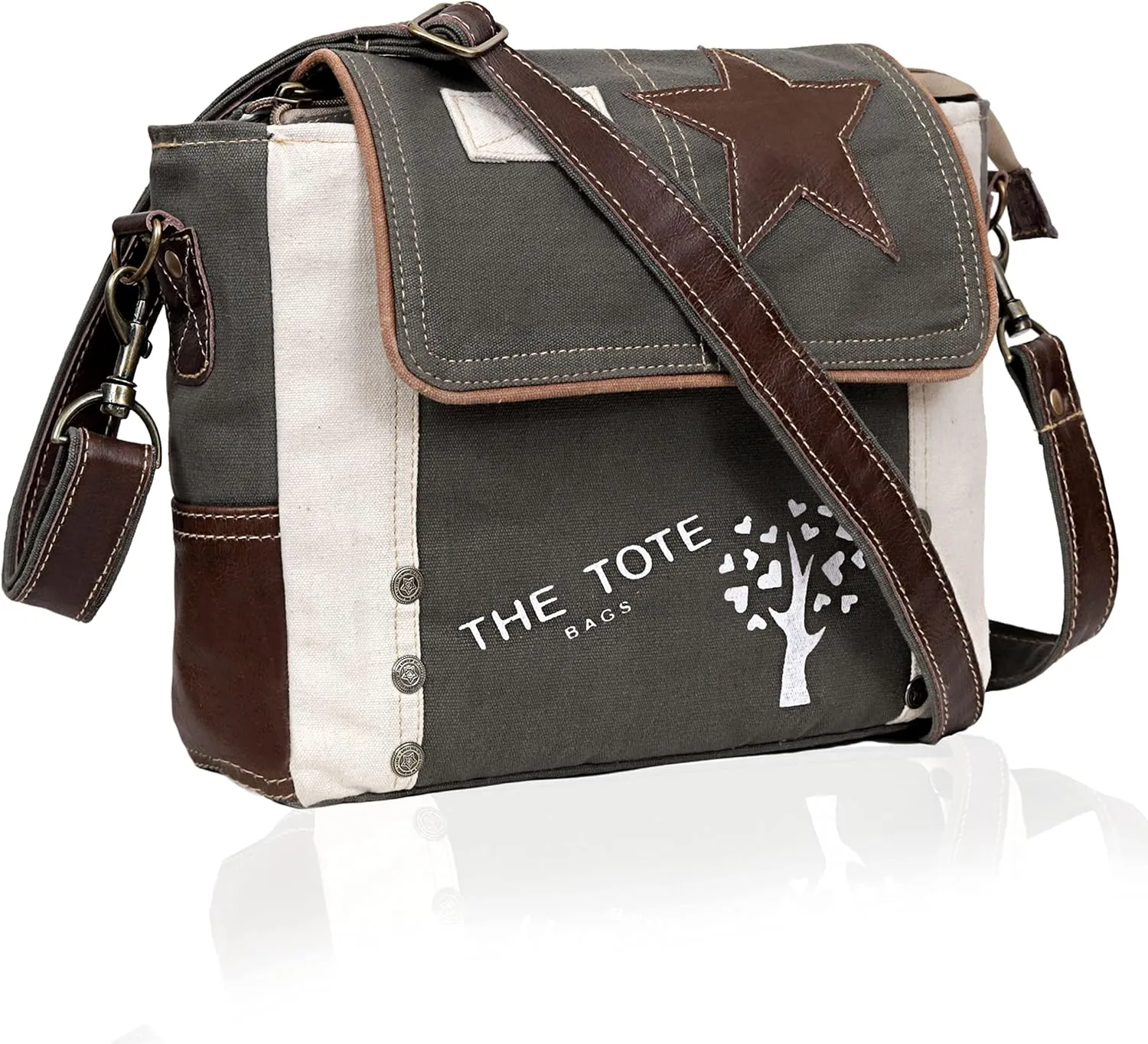 CLA Leather Star Shoulder Bag, Canvas Crossbody Bag