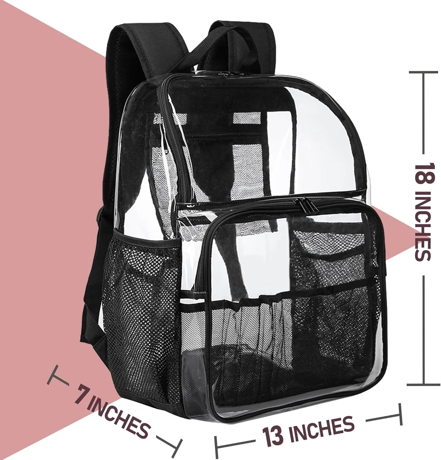 Clear Backpack,See Through Backpack School Approved Heavy Duty Clear Backpack Transparent Bookbag for College Work Travel Security,Gray
