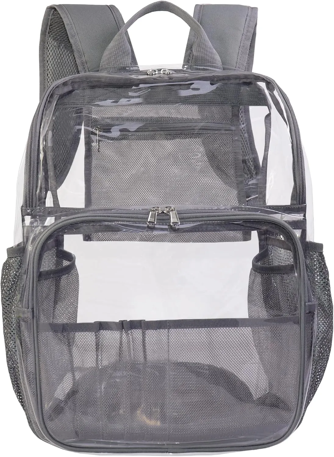 Clear Backpack,See Through Backpack School Approved Heavy Duty Clear Backpack Transparent Bookbag for College Work Travel Security,Gray
