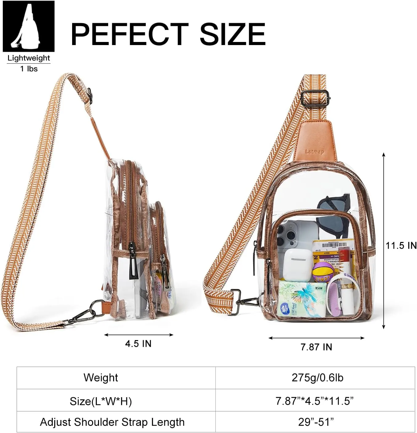 Clear Bag for Stadium Events, Clear Purse for Women Stadium Crossbody Bag, Transparent Bag for Concerts Sports