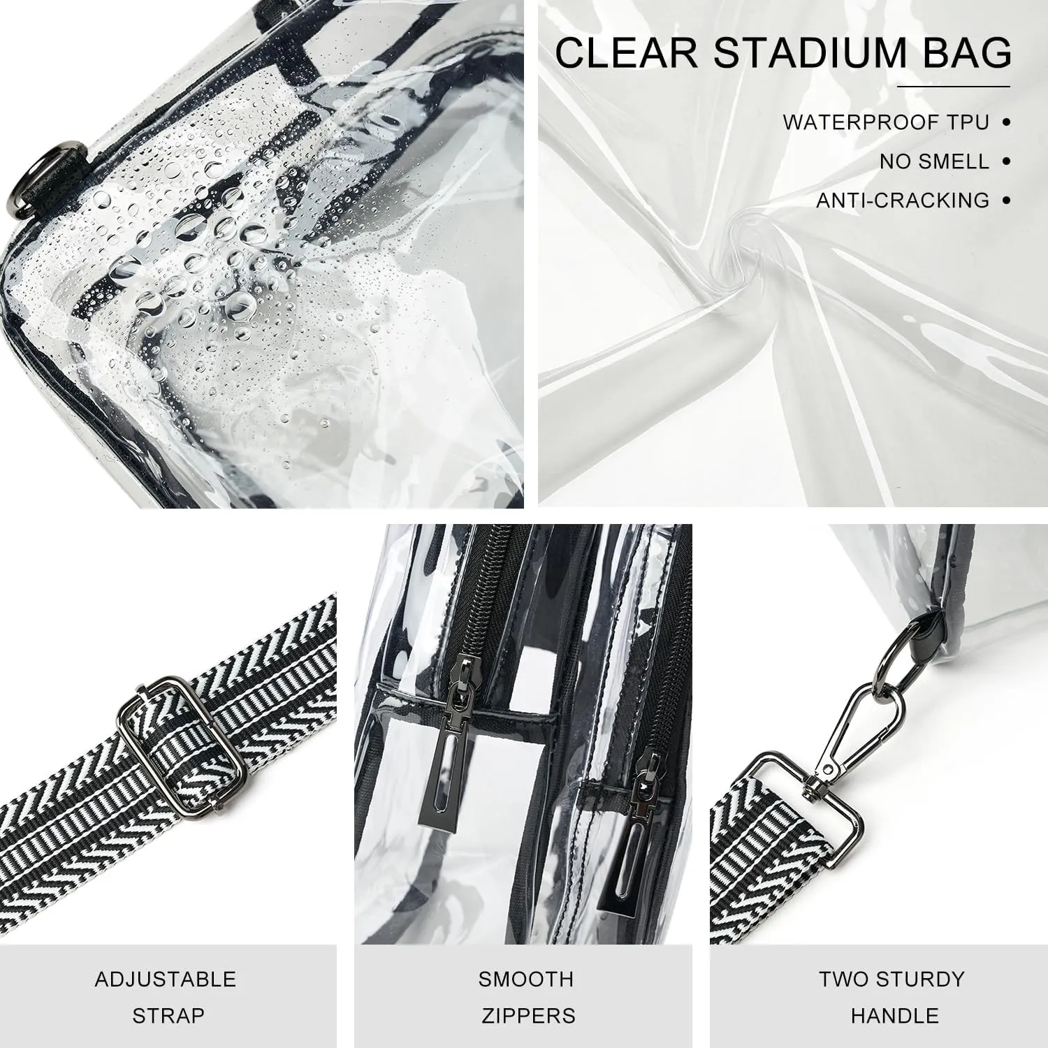 Clear Bag for Stadium Events, Clear Purse for Women Stadium Crossbody Bag, Transparent Bag for Concerts Sports