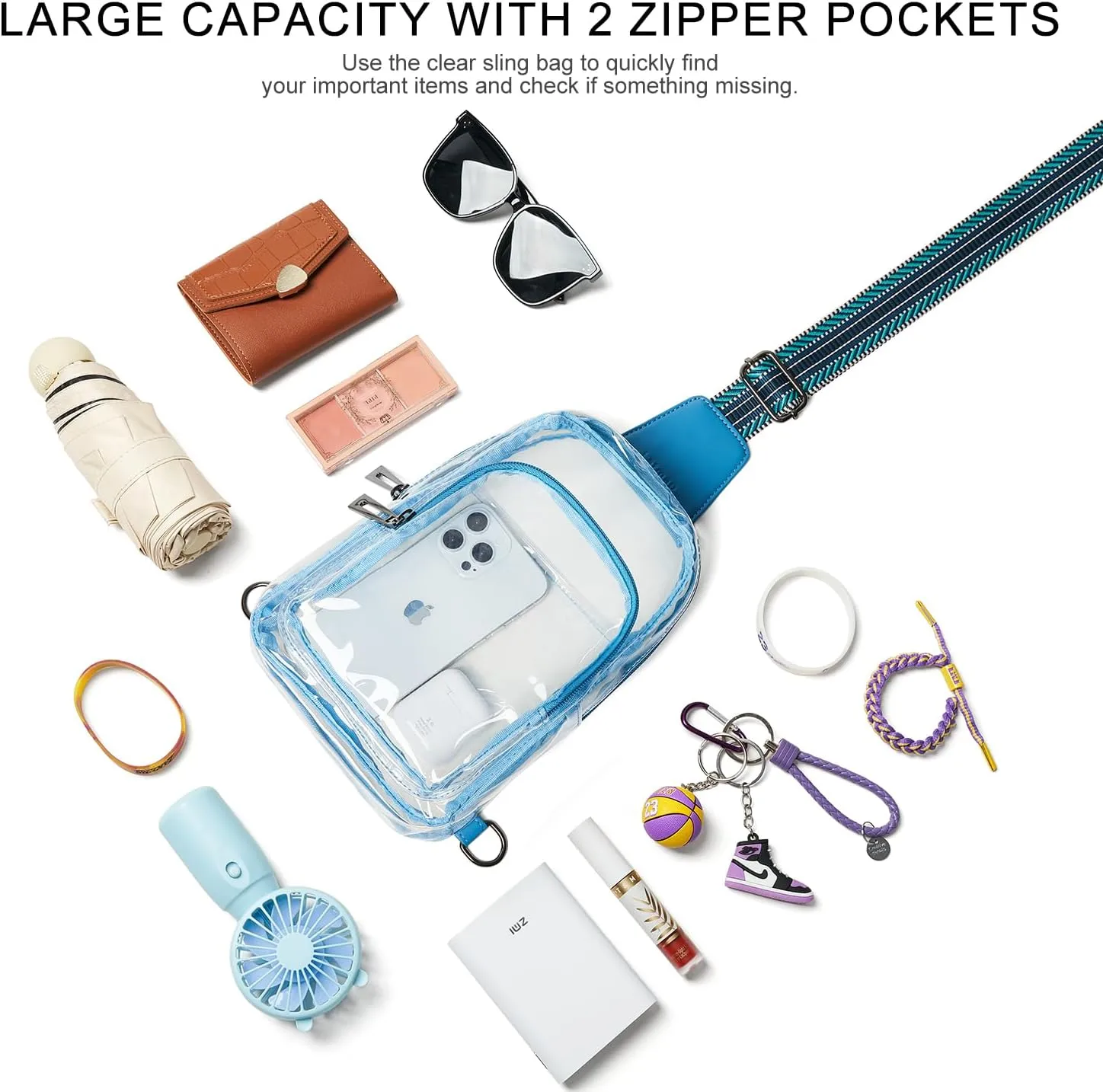Clear Bag for Stadium Events, Clear Purse for Women Stadium Crossbody Bag, Transparent Bag for Concerts Sports