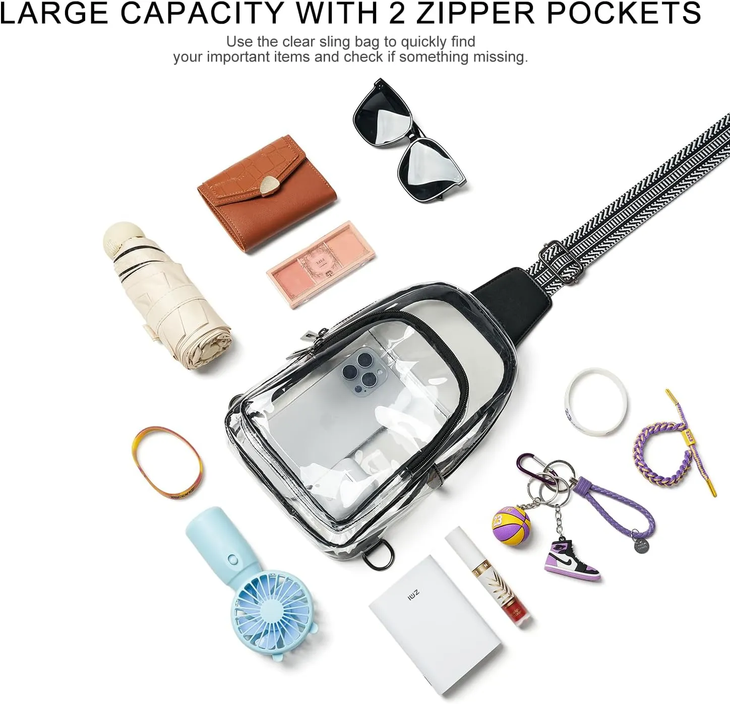 Clear Bag for Stadium Events, Clear Purse for Women Stadium Crossbody Bag, Transparent Bag for Concerts Sports