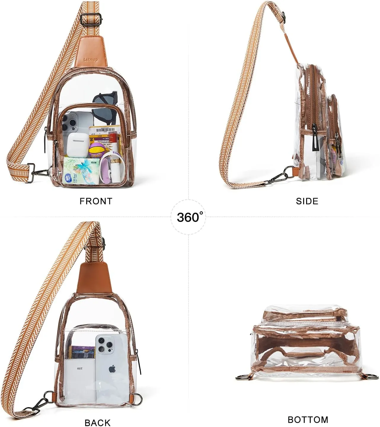Clear Bag for Stadium Events, Clear Purse for Women Stadium Crossbody Bag, Transparent Bag for Concerts Sports