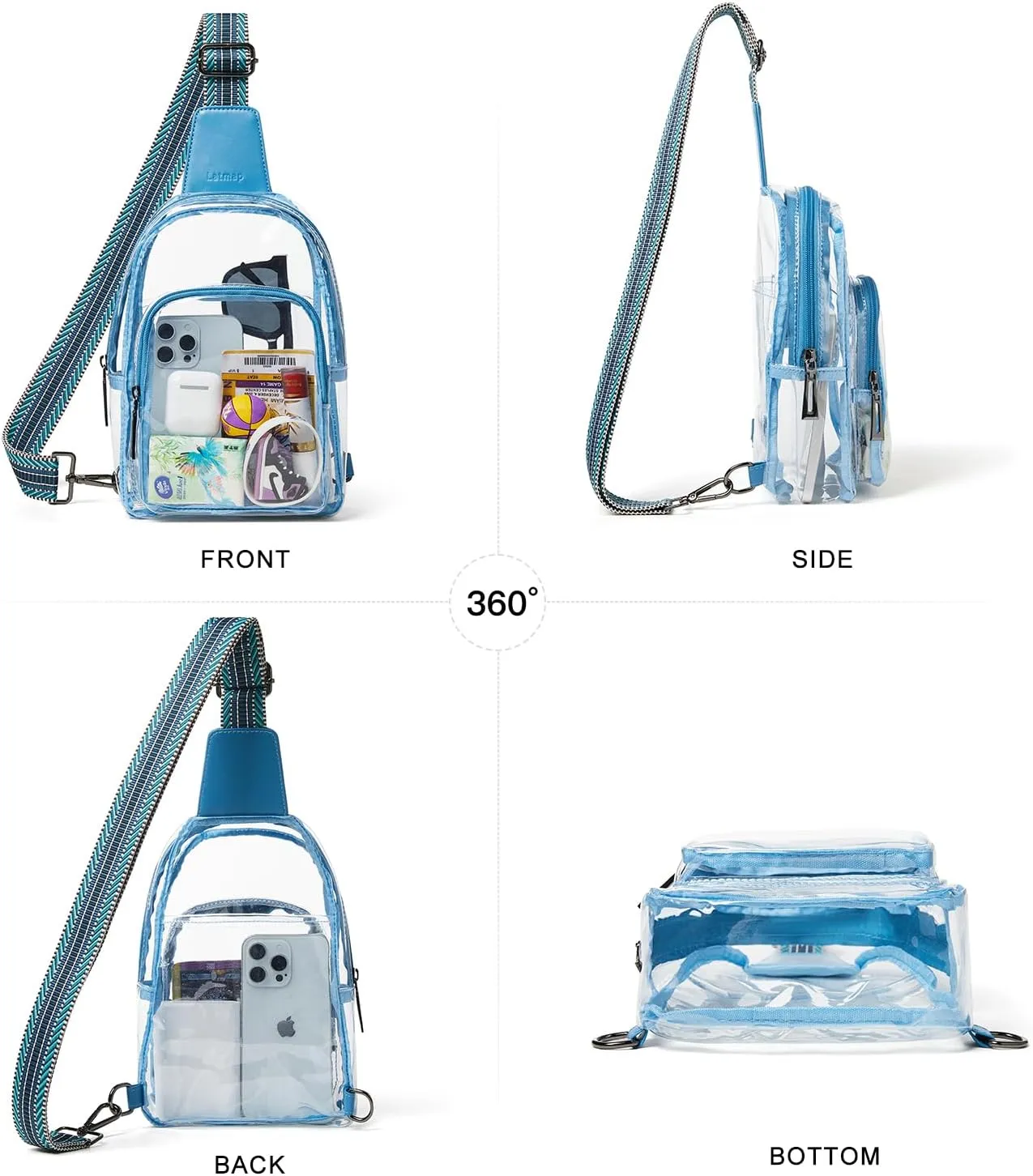 Clear Bag for Stadium Events, Clear Purse for Women Stadium Crossbody Bag, Transparent Bag for Concerts Sports