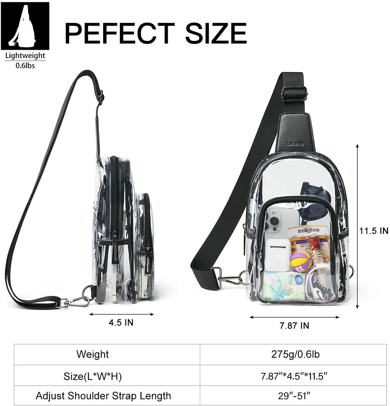 Clear Bag for Stadium Events, Clear Purse for Women Stadium Crossbody Bag, Transparent Bag for Concerts Sports