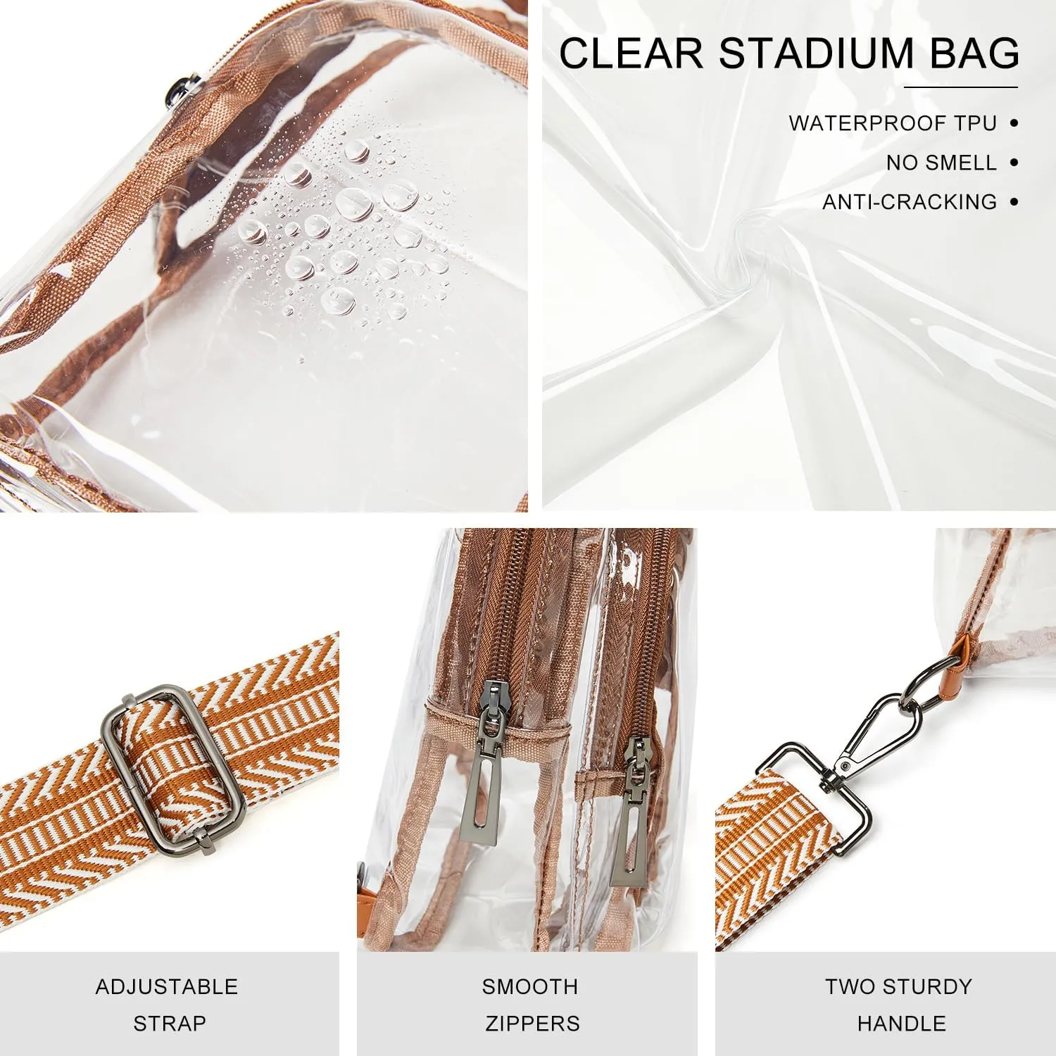 Clear Bag for Stadium Events, Clear Purse for Women Stadium Crossbody Bag, Transparent Bag for Concerts Sports