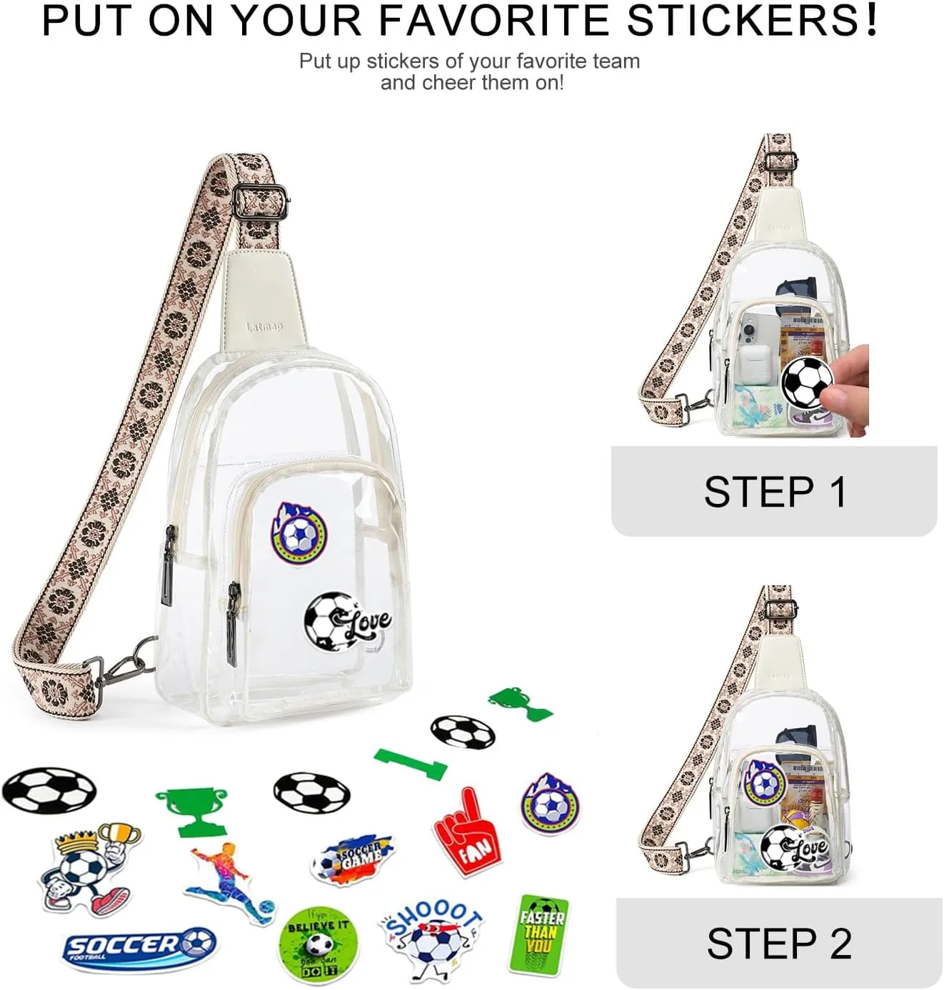 Clear Bag for Stadium Events, Clear Purse for Women Stadium Crossbody Bag, Transparent Bag for Concerts Sports
