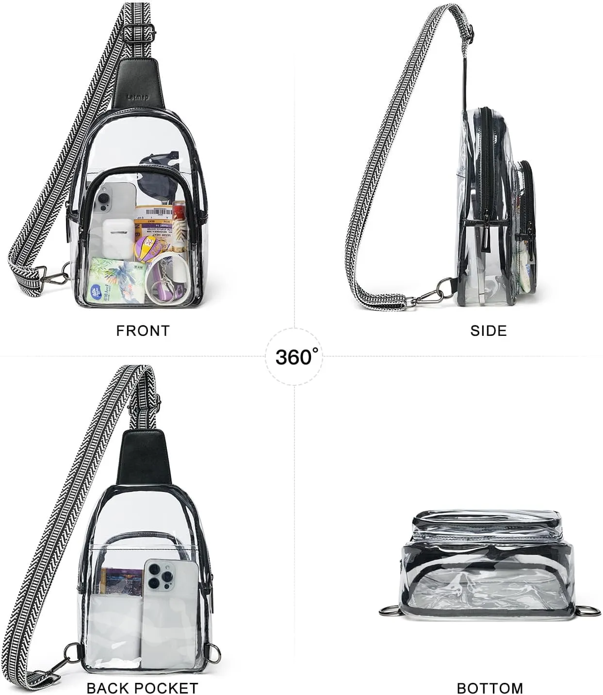 Clear Bag for Stadium Events, Clear Purse for Women Stadium Crossbody Bag, Transparent Bag for Concerts Sports