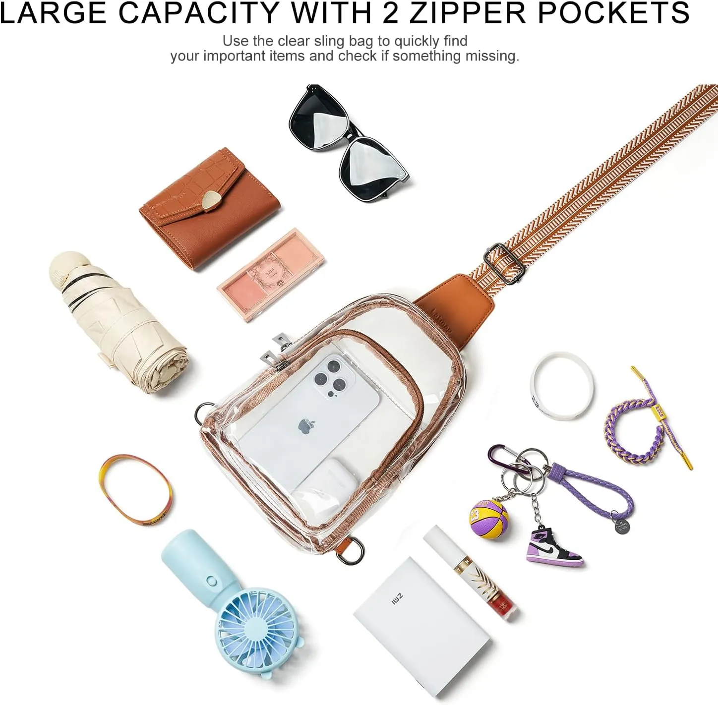 Clear Bag for Stadium Events, Clear Purse for Women Stadium Crossbody Bag, Transparent Bag for Concerts Sports