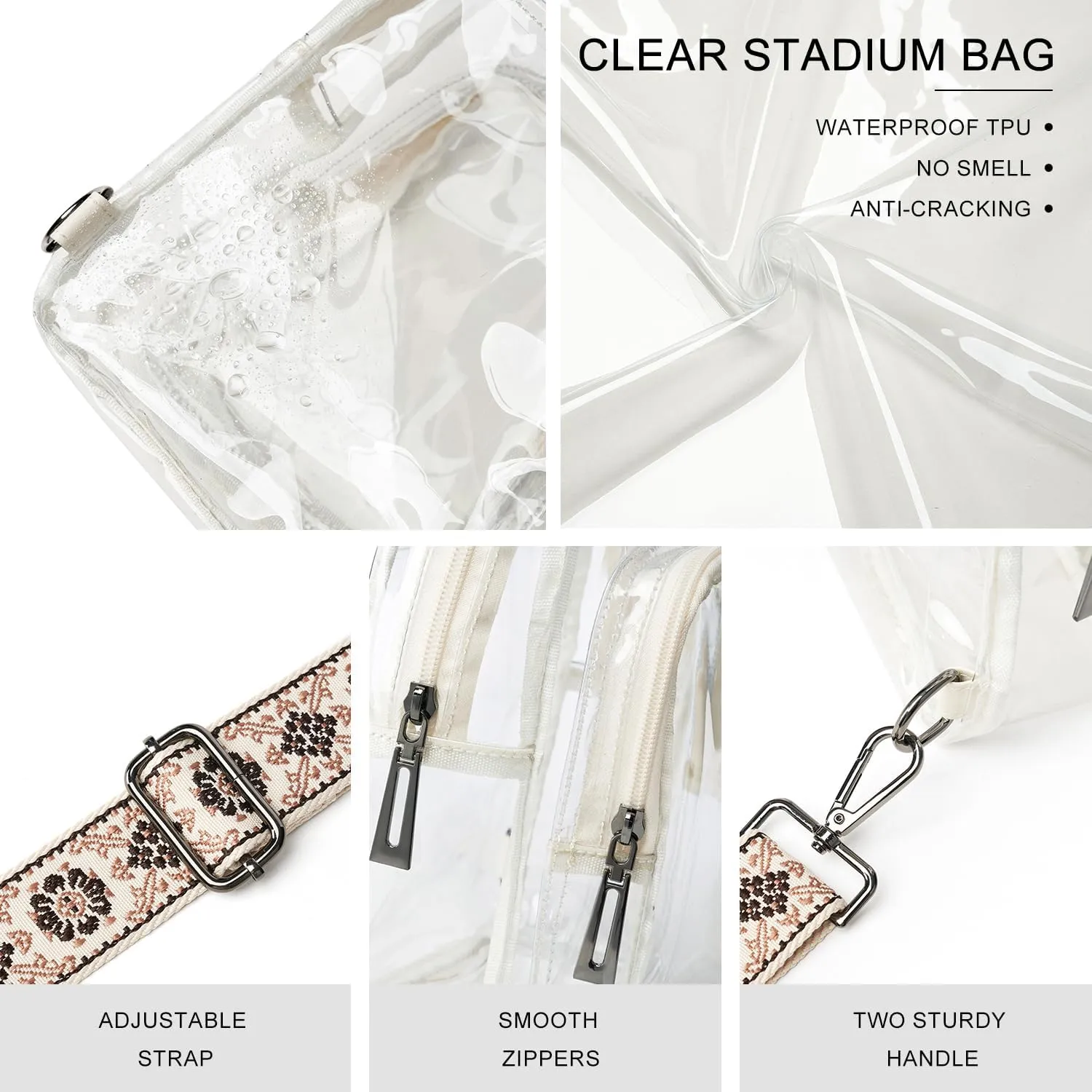 Clear Bag for Stadium Events, Clear Purse for Women Stadium Crossbody Bag, Transparent Bag for Concerts Sports
