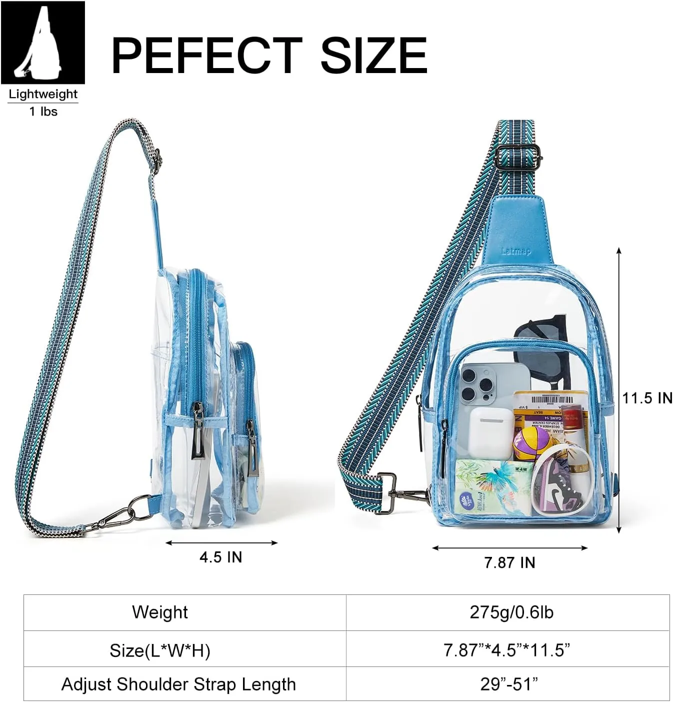 Clear Bag for Stadium Events, Clear Purse for Women Stadium Crossbody Bag, Transparent Bag for Concerts Sports