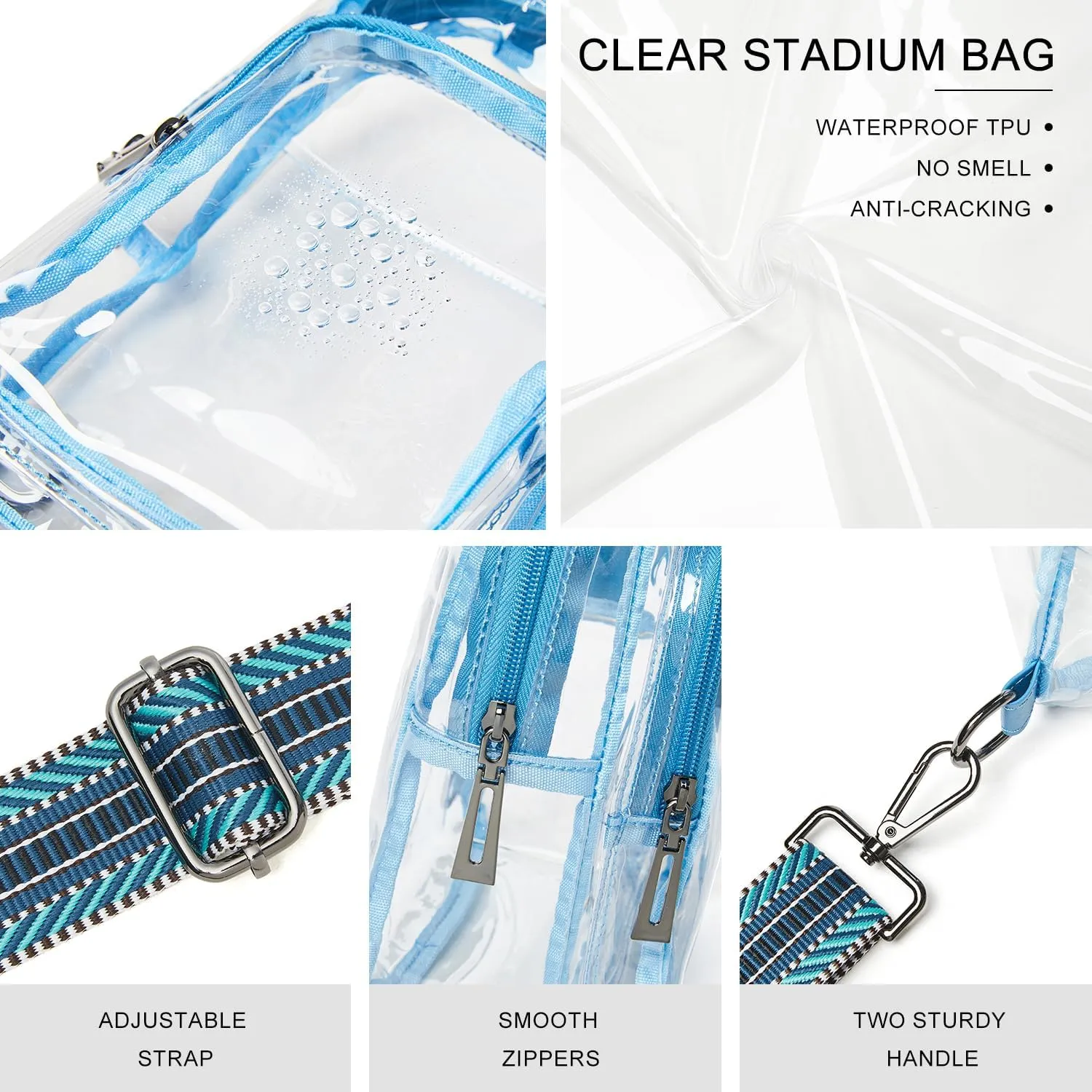Clear Bag for Stadium Events, Clear Purse for Women Stadium Crossbody Bag, Transparent Bag for Concerts Sports