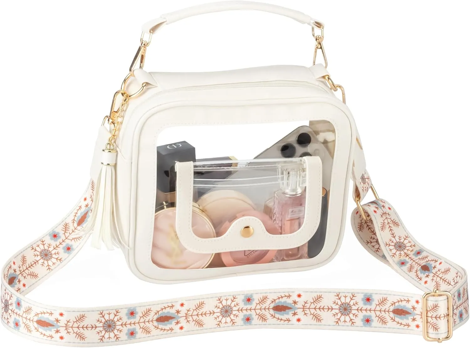 Clear Bag for Women Stadium Approved Small Crossbody Bag Clear Purse Stadium Bag with Front Pocket for Concerts Sports Events Festivals