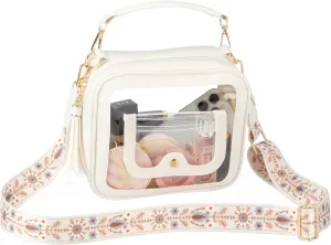 Clear Bag for Women Stadium Approved Small Crossbody Bag Clear Purse Stadium Bag with Front Pocket for Concerts Sports Events Festivals