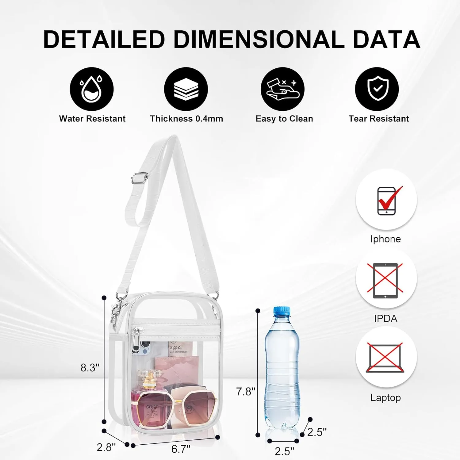 Clear Bag Stadium Approved Clear Purse for Women Clear Crossbody Bag for Stadium Events Concerts Festivals