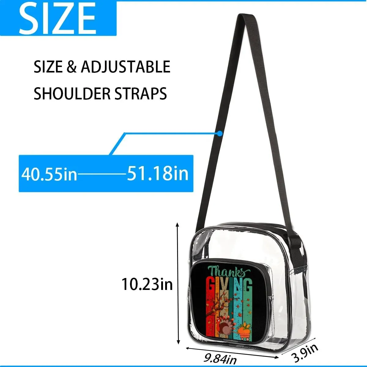 Clear Crossbody Bag Stadium Approved for Women and Men Transparent Messenger Shoulder Bag Clear Purse Bag