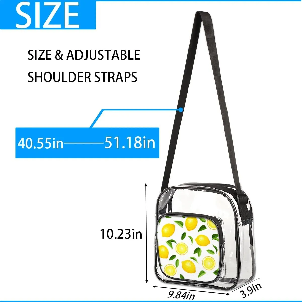 Clear Crossbody Bag Stadium Approved for Women and Men Transparent Messenger Shoulder Bag Clear Purse Bag