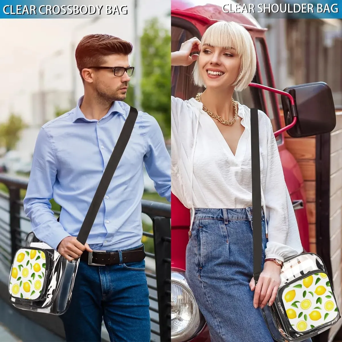 Clear Crossbody Bag Stadium Approved for Women and Men Transparent Messenger Shoulder Bag Clear Purse Bag