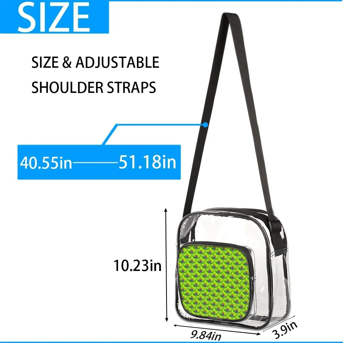 Clear Crossbody Bag Stadium Approved for Women and Men Transparent Messenger Shoulder Bag Clear Purse Bag