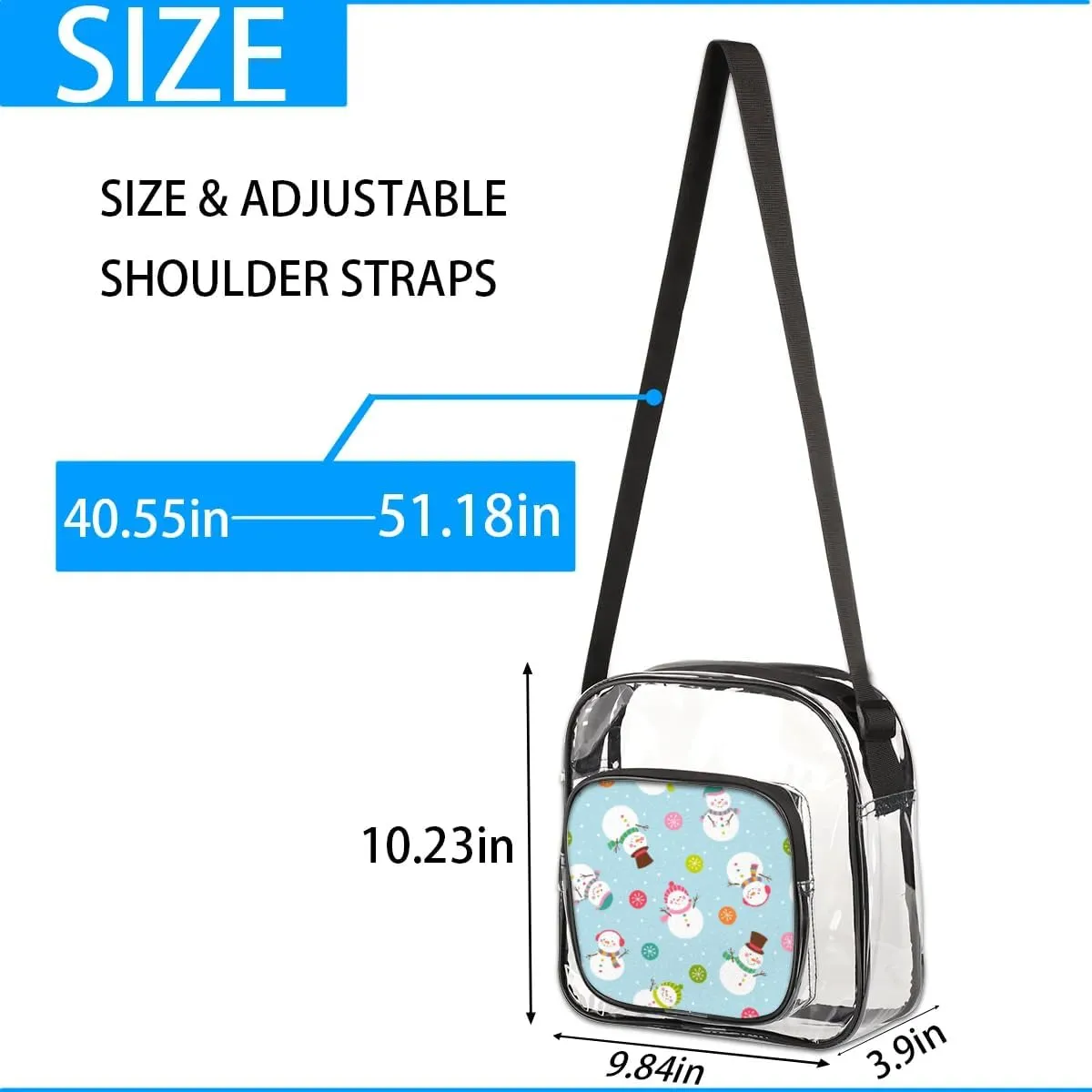 Clear Crossbody Bag Stadium Approved for Women and Men Transparent Messenger Shoulder Bag Clear Purse Bag