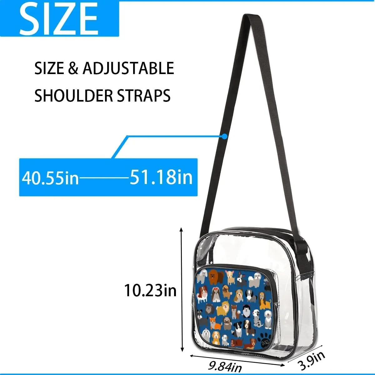 Clear Crossbody Bag Stadium Approved for Women and Men Transparent Messenger Shoulder Bag Clear Purse Bag