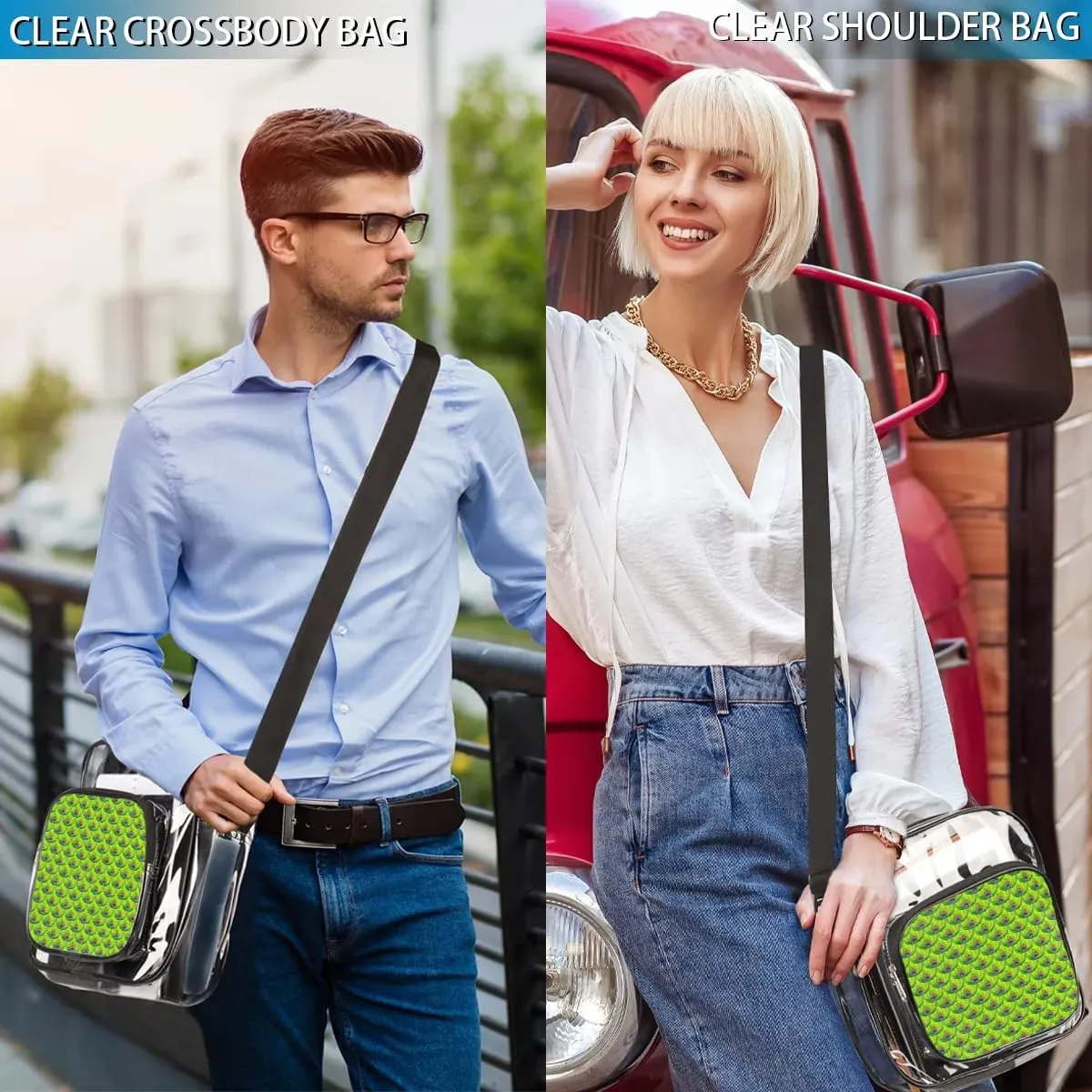 Clear Crossbody Bag Stadium Approved for Women and Men Transparent Messenger Shoulder Bag Clear Purse Bag