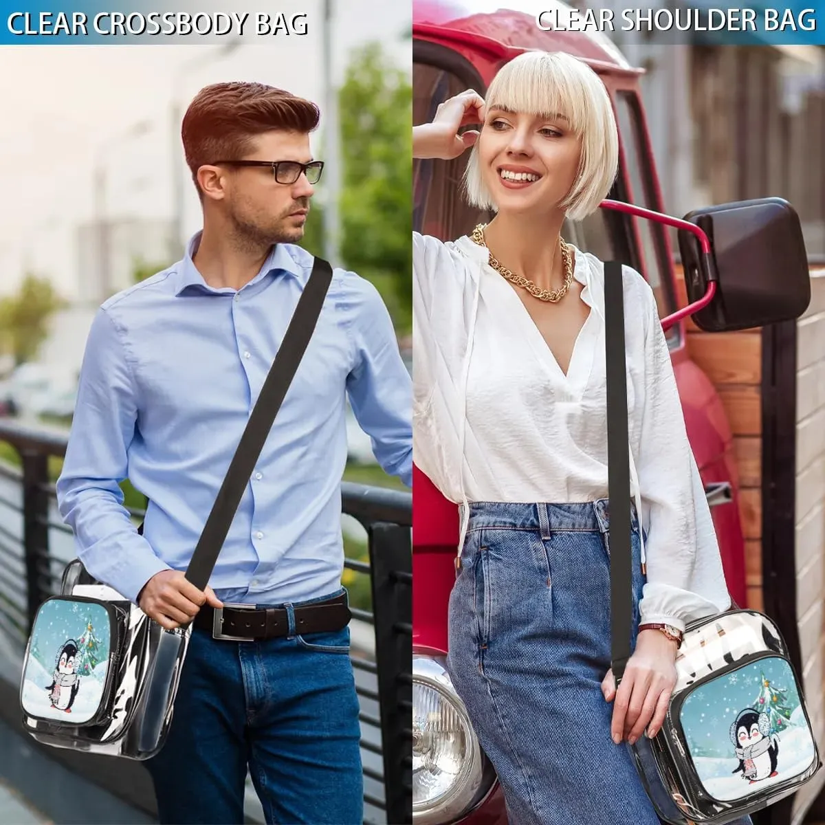 Clear Crossbody Bag Stadium Approved for Women and Men Transparent Messenger Shoulder Bag Clear Purse Bag