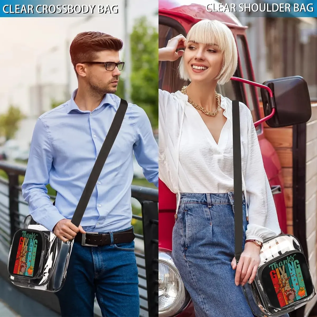 Clear Crossbody Bag Stadium Approved for Women and Men Transparent Messenger Shoulder Bag Clear Purse Bag