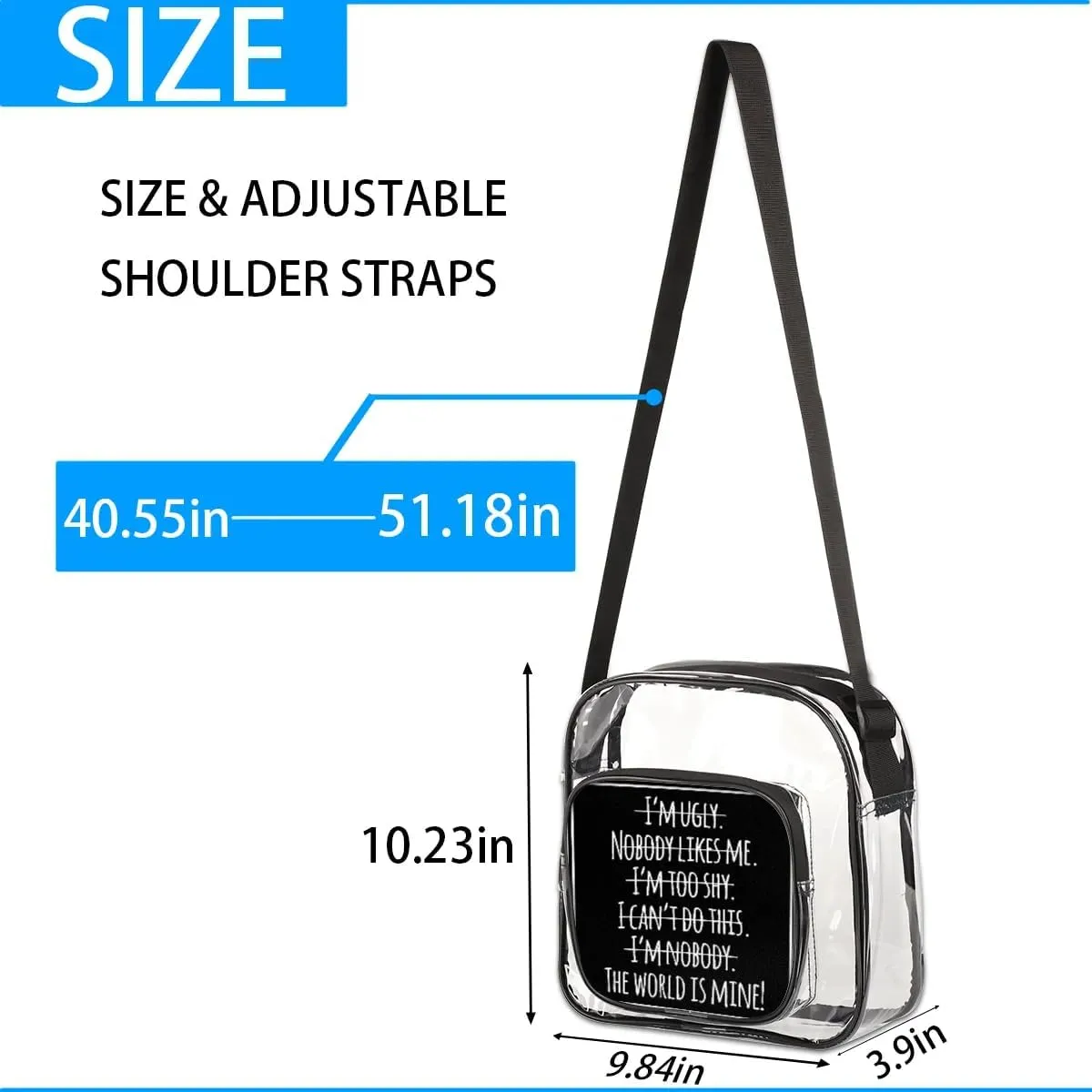 Clear Crossbody Bag Stadium Approved for Women and Men Transparent Messenger Shoulder Bag Clear Purse Bag