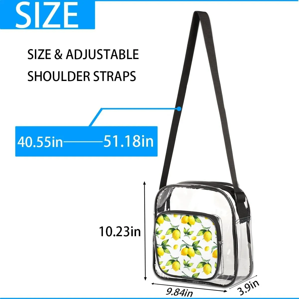 Clear Crossbody Bag Stadium Approved for Women and Men Transparent Messenger Shoulder Bag Clear Purse Bag