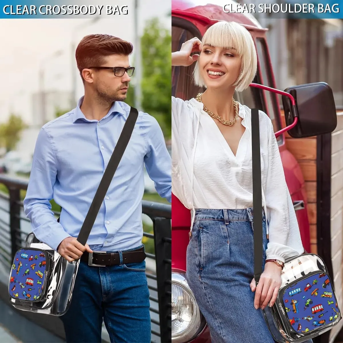 Clear Crossbody Bag Stadium Approved for Women and Men Transparent Messenger Shoulder Bag Clear Purse Bag
