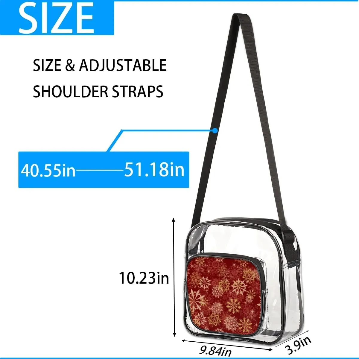 Clear Crossbody Bag Stadium Approved for Women and Men Transparent Messenger Shoulder Bag Clear Purse Bag