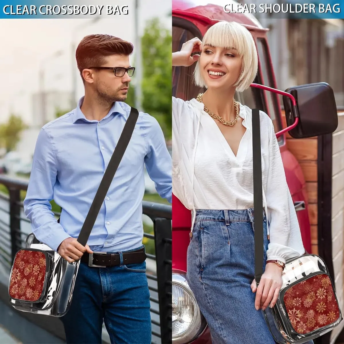 Clear Crossbody Bag Stadium Approved for Women and Men Transparent Messenger Shoulder Bag Clear Purse Bag