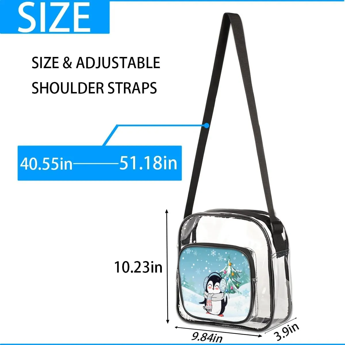 Clear Crossbody Bag Stadium Approved for Women and Men Transparent Messenger Shoulder Bag Clear Purse Bag