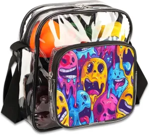 Clear Crossbody Bag Stadium Approved Monster Transparent Bag for Festivals, Sports Events, Concerts,Beach Bag for Women Men Clear Purse with Front Pocket Messenger Bag with Adjustable Strap