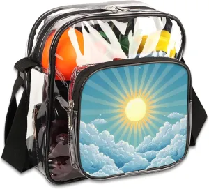 Clear Crossbody Bag Stadium Approved Sunrise Scenery Transparent Bag for Festivals, Sports Events, Concerts,Beach Bag for Women Men Clear Purse with Front Pocket Messenger Bag with Adjustable Strap