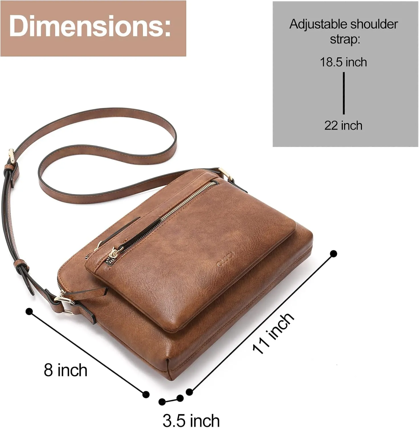 CLUCI Crossbody Purse for Women Multi Pockets Bag Vegan Leather Small Shoulder Handbags Summer Travel Designer Vintage Ladies
