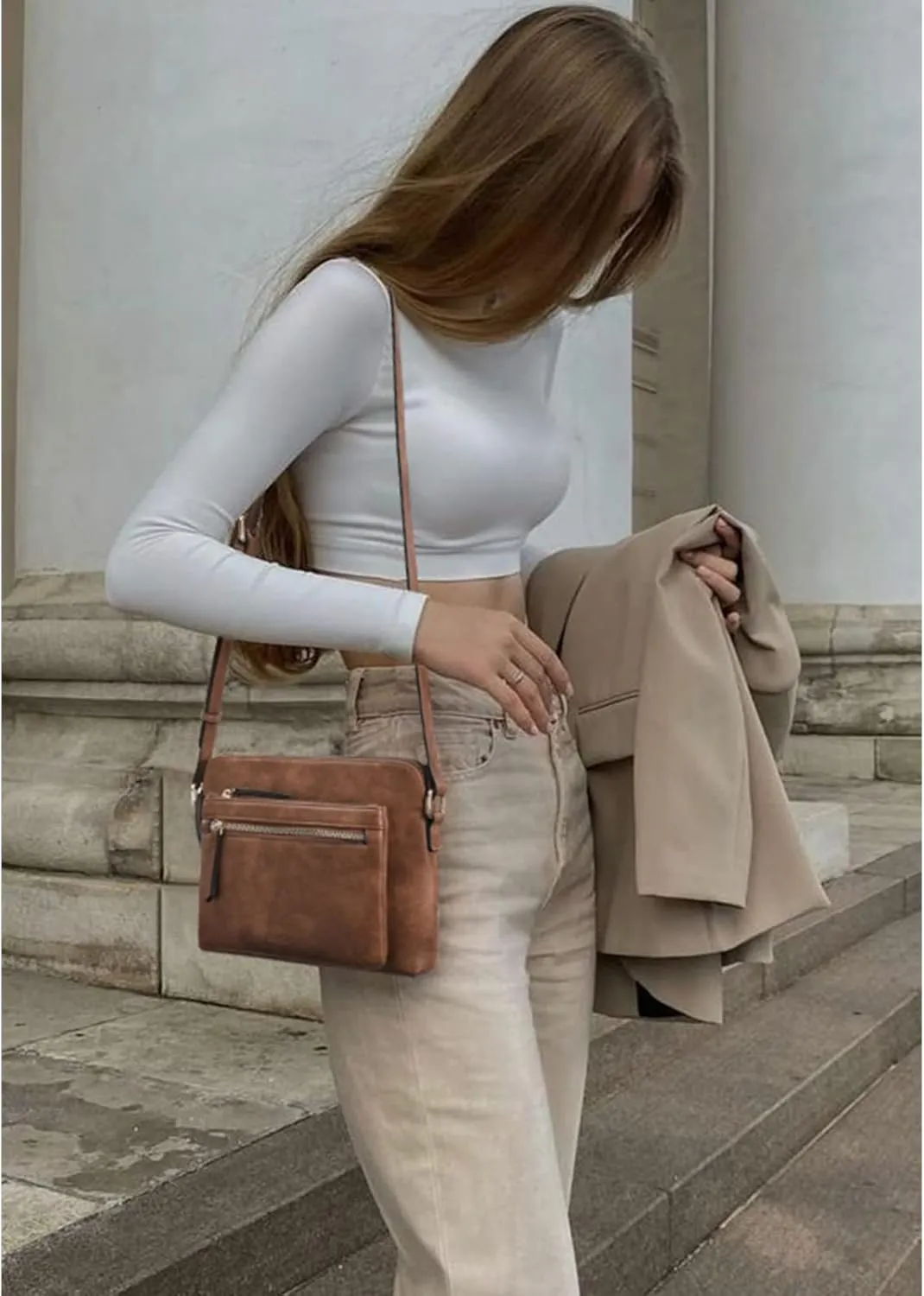 CLUCI Crossbody Purse for Women Multi Pockets Bag Vegan Leather Small Shoulder Handbags Summer Travel Designer Vintage Ladies