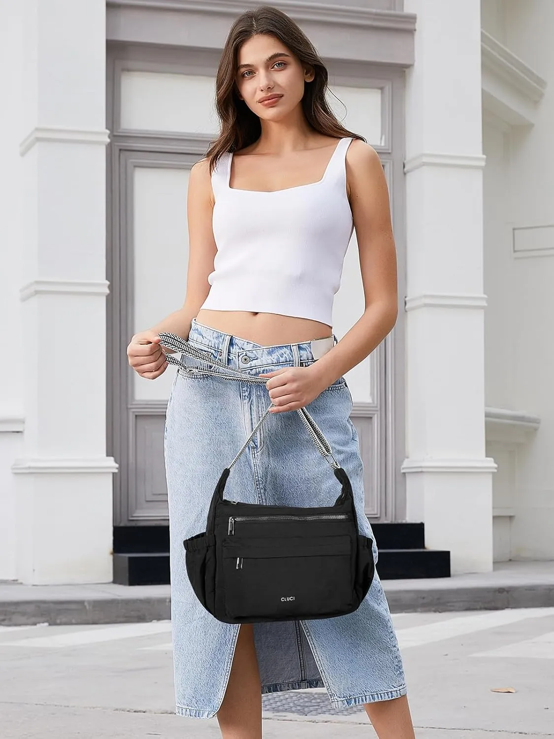 CLUCI Travel Purses for Women, Waterproof Nylon Crossbody Bags for Woman Trendy, Anti Theft Shoulder Bag for Ladies