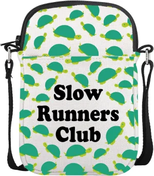 CMNIM Funny Turtle Gifts Slow Runners Club Tortoise Gifts Turtle Runner Crossbody Bag For Running Team Gifts Running Purse