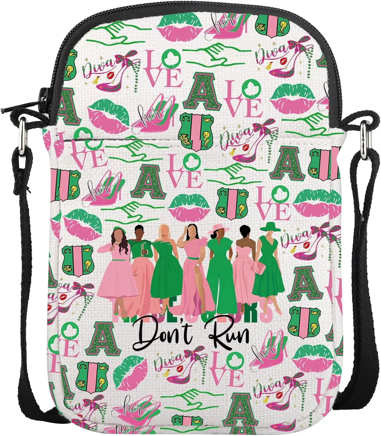 CMNIM Sorority Gifts Pink and Green Crossbody Bag Greek Sorority Shoulder Purse Strap