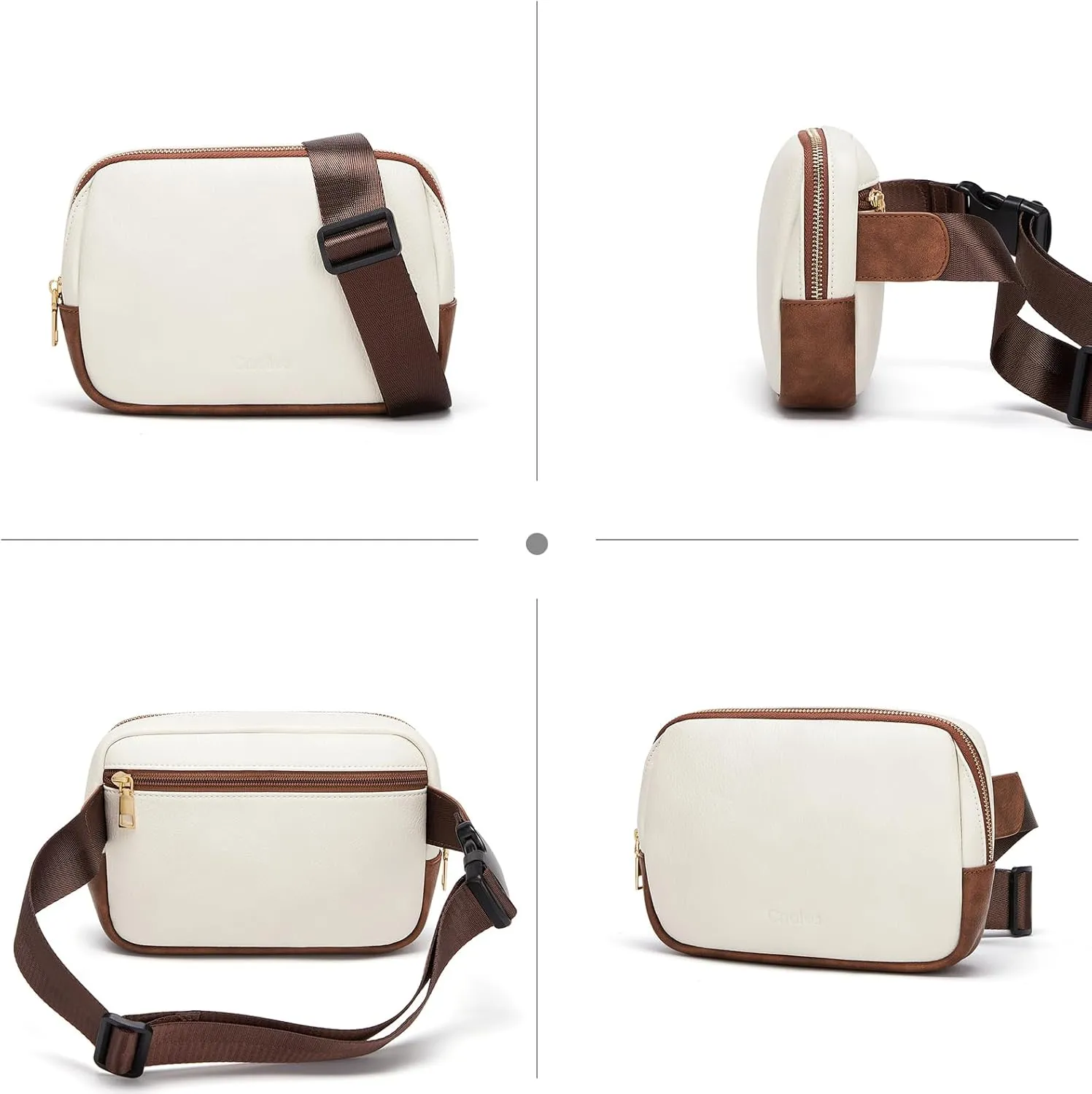 Cnoles Belt Bag for Women Fashion Waist Bag Vegan Leather Fanny Pack Crossbody Bags for Women With Adjustable Straps Brown