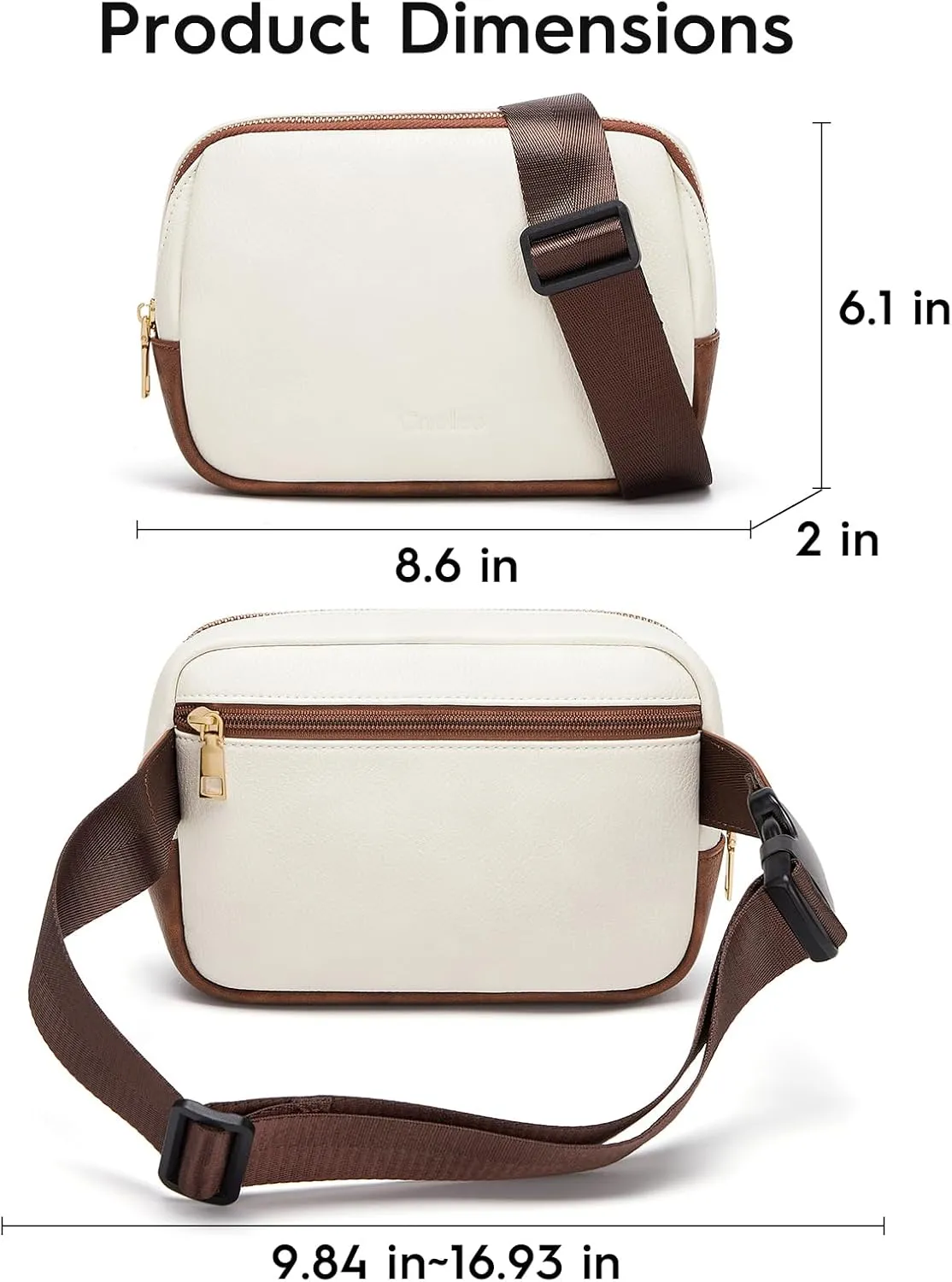 Cnoles Belt Bag for Women Fashion Waist Bag Vegan Leather Fanny Pack Crossbody Bags for Women With Adjustable Straps Brown