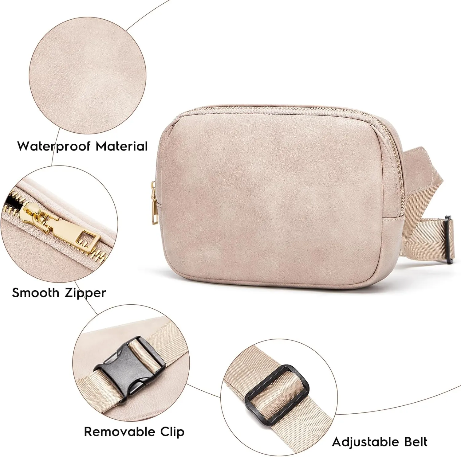 Cnoles Belt Bag for Women Fashion Waist Bag Vegan Leather Fanny Pack Crossbody Bags for Women With Adjustable Straps Brown